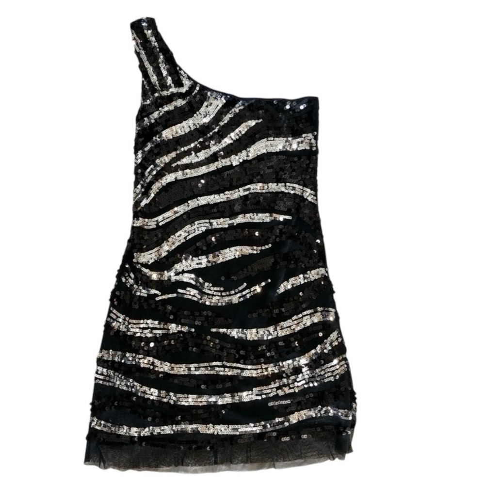 NWT ROMEO & JULIET COUTURE BLACK & SILVER SEQUIN MINI DRESS SIZE S